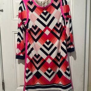Eliza J Pink and Black Geometric Dress